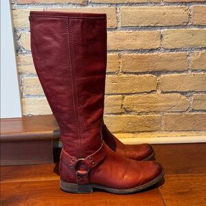 Frye Philip Harness Red/Merlot Tall Leather Boots